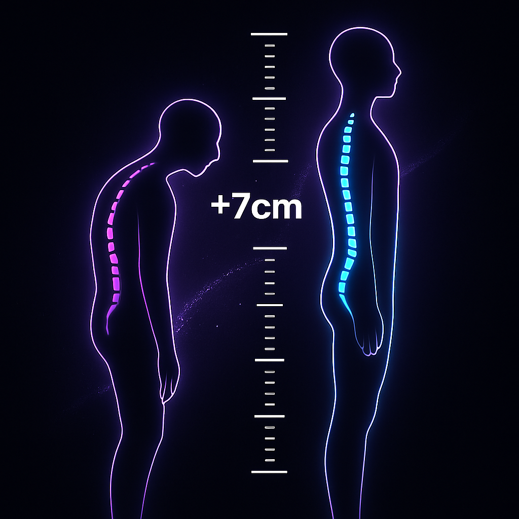 Comparação de altura mostrando ganho de 7cm com o método GHmax