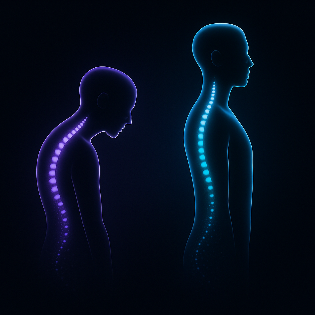 Ilustração de coluna vertebral mostrando alinhamento do Método GHmax